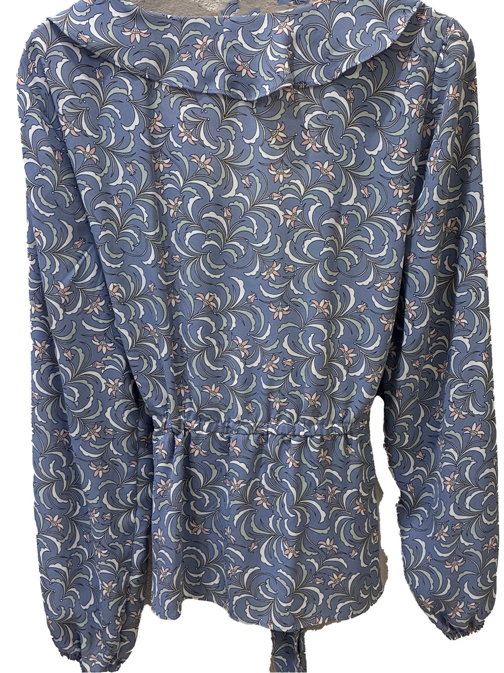 Max Studio Ruffle Long Sleeve Faux Wrap Top Lavender / Blue floral Size XL - Picture 4 of 6